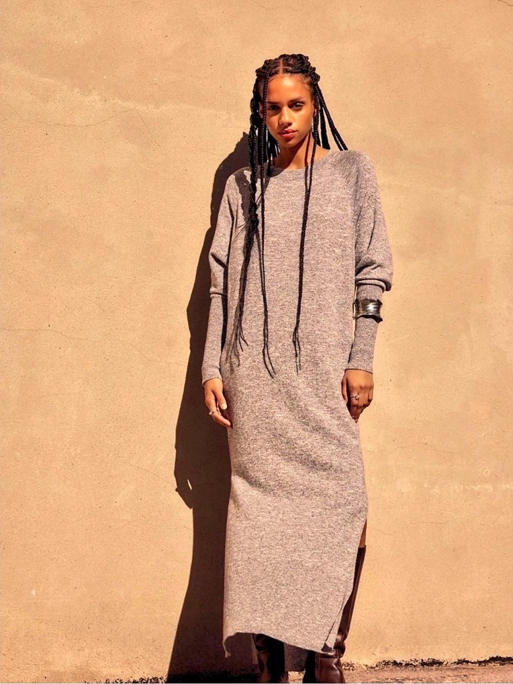 Free People Simply Chic Maxi Sweater Dress Gray Size Small NWT